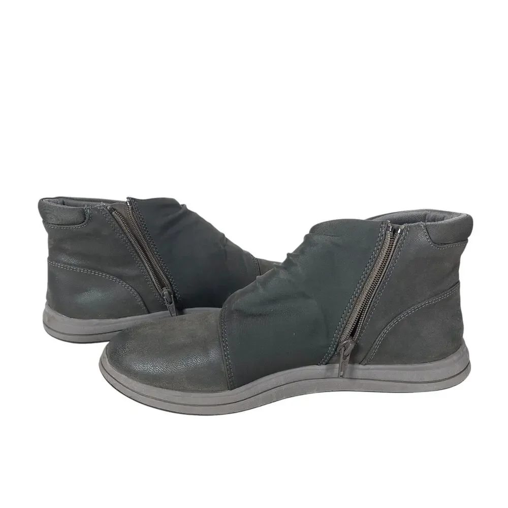 Clarks Womens Ankle Boots 8.5 Gray Leather Comfort Casual Walking Chic Booties